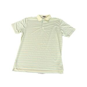 Peter Millar Polo Shirt Mens XL Summer Comfort Golf Performance Stripe Yellow